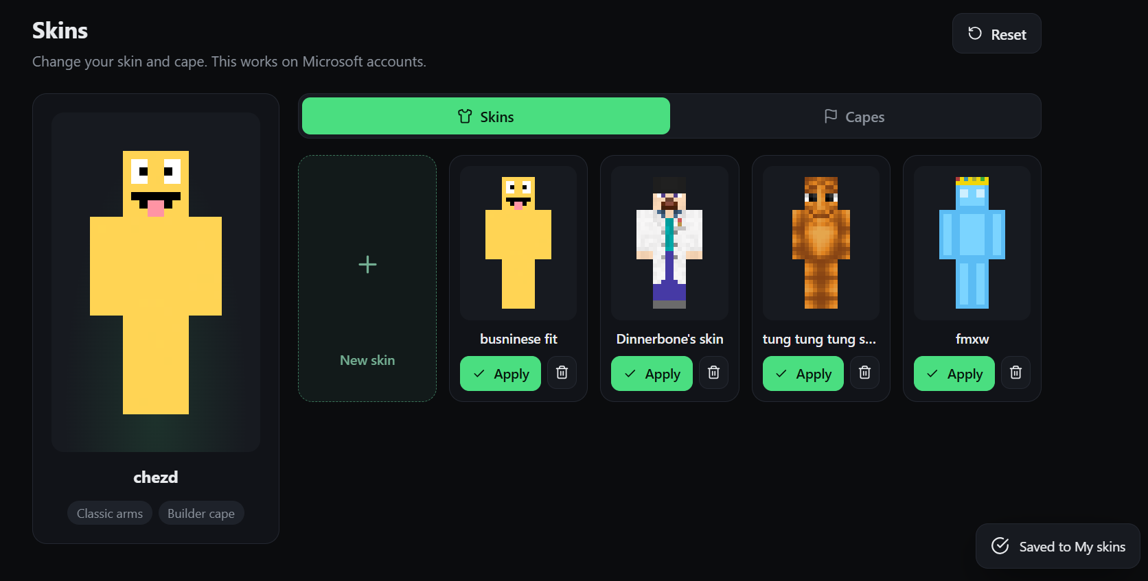 Crit Launcher's built-in skin customization